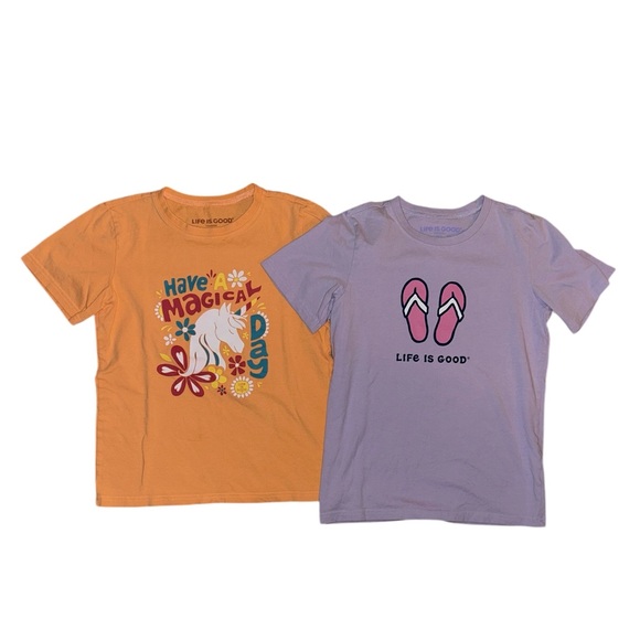 Life Is Good Graphic Crew Neck Tee Bundle Girls Size L&XL 3 Long Sleeve 2 S/S - Picture 3 of 4